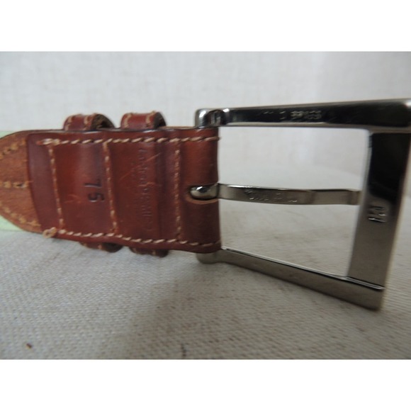 Vintage Andrea D\'Amico Spring Green Brown Leather Belt with Brass Buckle Small main image 4